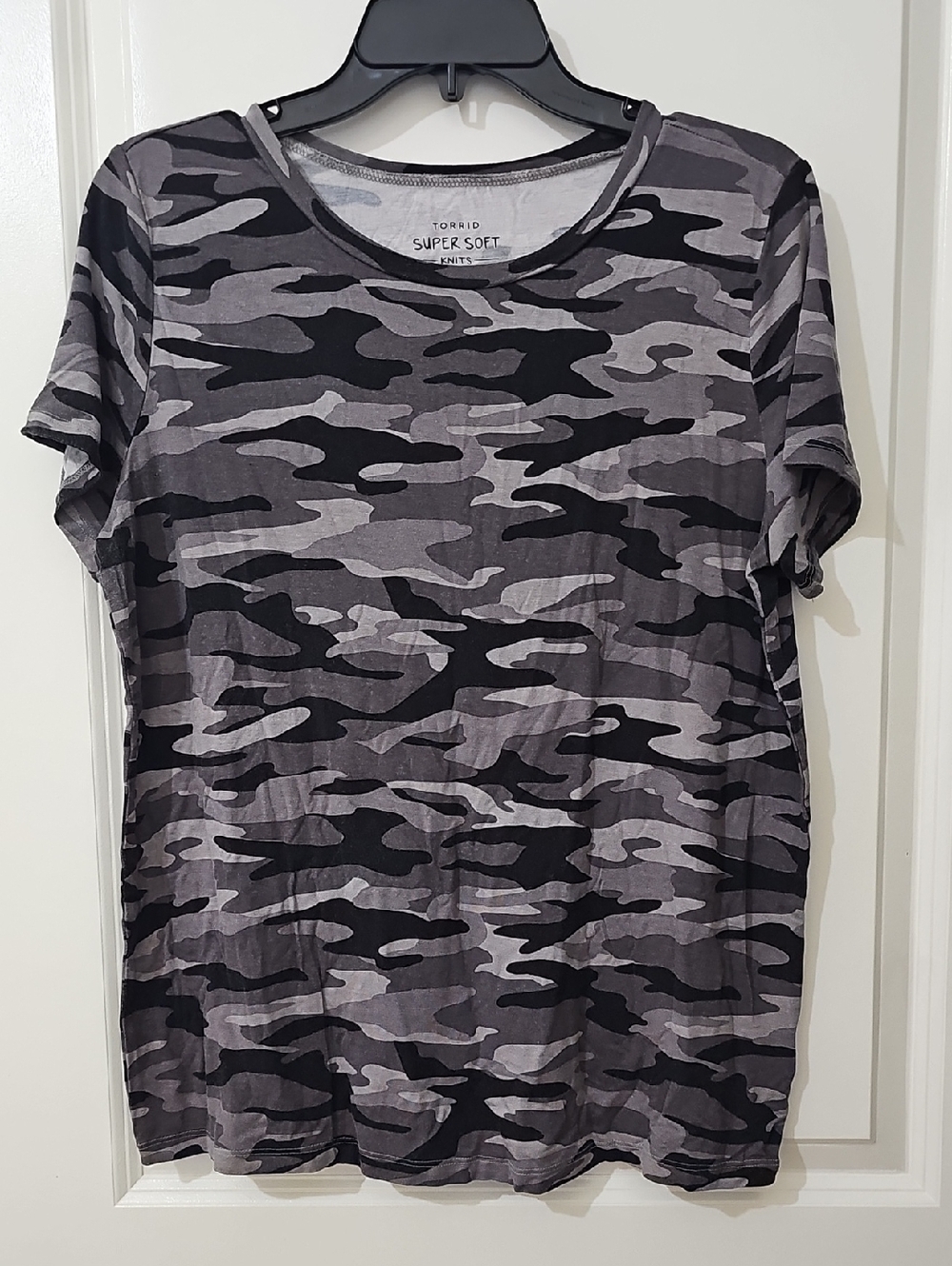 Torrid Gray & Black Camo Crew Neck Tee